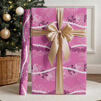 Hawaii Maile Lei Wrapping Paper With Pink Monstera Pattern - Polynesian Pride