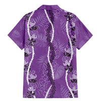 Hawaii Maile Lei Family Matching Mermaid Dress and Hawaiian Shirt With Violet Monstera Pattern LT05 - Polynesian Pride