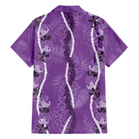 Hawaii Maile Lei Family Matching Short Sleeve Bodycon Dress and Hawaiian Shirt With Violet Monstera Pattern
