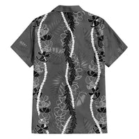 Hawaii Maile Lei Family Matching Off Shoulder Short Dress and Hawaiian Shirt With Gray Monstera Pattern