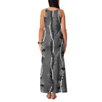 Hawaii Maile Lei Family Matching Tank Maxi Dress and Hawaiian Shirt With Gray Monstera Pattern