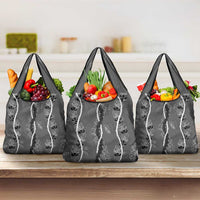 Hawaii Maile Lei Grocery Bag With Gray Monstera Pattern