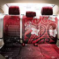 Polynesia Hammerhead Shark Back Car Seat Cover Red Tribal Pattern With Plumeria - Polynesian Pride