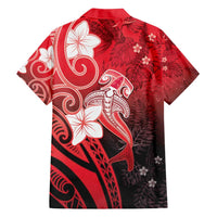 Polynesia Hammerhead Shark Family Matching Summer Maxi Dress and Hawaiian Shirt Red Tribal Pattern With Plumeria LT05 - Polynesian Pride