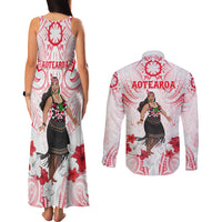 New Zealand Women's Day Couples Matching Tank Maxi Dress and Long Sleeve Button Shirt Maori Wahine Polynesian Pattern LT05 - Polynesian Pride
