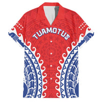 Custom Tuamotu Archipelago Family Matching Summer Maxi Dress and Hawaiian Shirt Polynesian Tribal Tattoo LT05 Dad's Shirt - Short Sleeve Red - Polynesian Pride