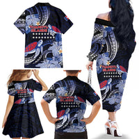 Tuamotu Islands Family Matching Off The Shoulder Long Sleeve Dress and Hawaiian Shirt Polynesian Pattern With Turtle LT05 - Polynesian Pride