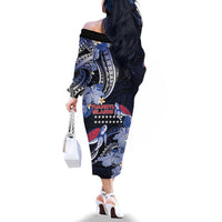 Tuamotu Islands Family Matching Off The Shoulder Long Sleeve Dress and Hawaiian Shirt Polynesian Pattern With Turtle LT05 - Polynesian Pride