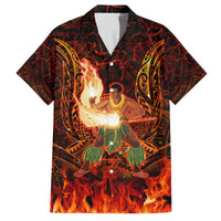 Samoa Siva Afi Festival Family Matching Off Shoulder Maxi Dress and Hawaiian Shirt Fire Knife Dancing LT05 Dad's Shirt - Short Sleeve Green - Polynesian Pride