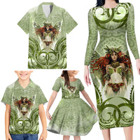 New Zealand Maori Fairy Patupaiarehe Family Matching Long Sleeve Bodycon Dress and Hawaiian Shirt Polynesian Style LT05 - Polynesian Pride