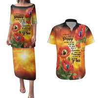 ANZAC Day Red Poppy Couples Matching Puletasi and Hawaiian Shirt Honoring The ANZAC Spirit LT05 Orange - Polynesian Pride