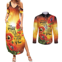 ANZAC Day Red Poppy Couples Matching Summer Maxi Dress and Long Sleeve Button Shirt Honoring The ANZAC Spirit LT05 Orange - Polynesian Pride