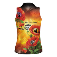 ANZAC Day Red Poppy Women Sleeveless Polo Shirt Honoring The ANZAC Spirit LT05 - Polynesian Pride