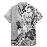 Aotearoa Maori Wahine Family Matching Mermaid Dress and Hawaiian Shirt Fantail Bird Black Gold Marble LT05 - Polynesian Pride