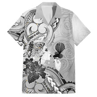 Aotearoa Maori Wahine Family Matching Off Shoulder Maxi Dress and Hawaiian Shirt Fantail Bird Black Gold Marble LT05 Dad's Shirt - Short Sleeve Black - Polynesian Pride