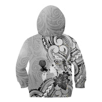 Aotearoa Maori Wahine Kid Hoodie Fantail Bird Black Gold Marble LT05 - Polynesian Pride