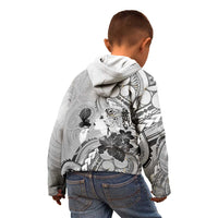 Aotearoa Maori Wahine Kid Hoodie Fantail Bird Black Gold Marble LT05 - Polynesian Pride