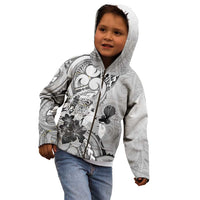 Aotearoa Maori Wahine Kid Hoodie Fantail Bird Black Gold Marble LT05 - Polynesian Pride