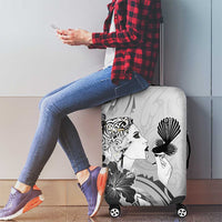 Aotearoa Maori Wahine Luggage Cover Fantail Bird Black Gold Marble LT05 - Polynesian Pride