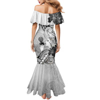 Aotearoa Maori Wahine Mermaid Dress Fantail Bird Black Gold Marble LT05 - Polynesian Pride