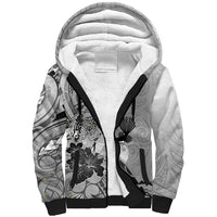 Aotearoa Maori Wahine Sherpa Hoodie Fantail Bird Black Gold Marble LT05 Unisex Black - Polynesian Pride