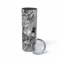 Aotearoa Maori Wahine Skinny Tumbler Fantail Bird Black Gold Marble LT05 - Polynesian Pride