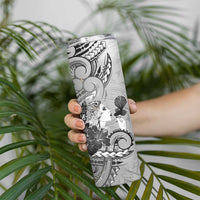 Aotearoa Maori Wahine Skinny Tumbler Fantail Bird Black Gold Marble LT05 - Polynesian Pride