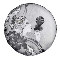 Aotearoa Maori Wahine Spare Tire Cover Fantail Bird Black Gold Marble LT05 - Polynesian Pride