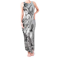 Aotearoa Maori Wahine Tank Maxi Dress Fantail Bird Black Gold Marble LT05 Women Black - Polynesian Pride