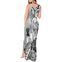 Aotearoa Maori Wahine Tank Maxi Dress Fantail Bird Black Gold Marble LT05 - Polynesian Pride
