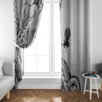 Aotearoa Maori Wahine Window Curtain Fantail Bird Black Gold Marble
