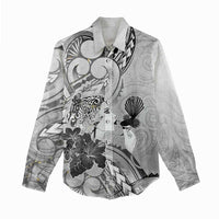 Aotearoa Maori Wahine Women Casual Shirt Fantail Bird Black Gold Marble LT05 - Polynesian Pride