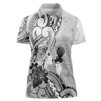 Aotearoa Maori Wahine Women Polo Shirt Fantail Bird Black Gold Marble LT05 Female Black - Polynesian Pride