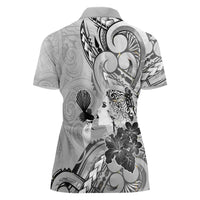Aotearoa Maori Wahine Women Polo Shirt Fantail Bird Black Gold Marble LT05 - Polynesian Pride