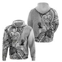 Aotearoa Maori Wahine Zip Hoodie Fantail Bird Black Gold Marble LT05 - Polynesian Pride