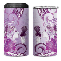 Aotearoa Maori Wahine 4 in 1 Can Cooler Tumbler Fantail Bird Purple Gold Marble LT05 One Size: 16 oz Purple - Polynesian Pride