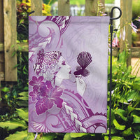 Aotearoa Maori Wahine Garden Flag Fantail Bird Purple Gold Marble LT05 Garden Flag Purple - Polynesian Pride