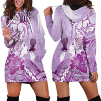 Aotearoa Maori Wahine Hoodie Dress Fantail Bird Purple Gold Marble LT05 - Polynesian Pride
