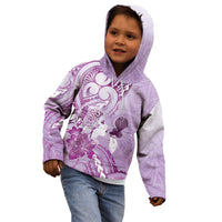Aotearoa Maori Wahine Kid Hoodie Fantail Bird Purple Gold Marble LT05 - Polynesian Pride