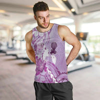 Aotearoa Maori Wahine Men Tank Top Fantail Bird Purple Gold Marble LT05 Purple - Polynesian Pride