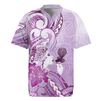 Aotearoa Maori Wahine Rugby Jersey Fantail Bird Purple Gold Marble LT05 Purple - Polynesian Pride