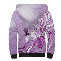 Aotearoa Maori Wahine Sherpa Hoodie Fantail Bird Purple Gold Marble LT05 - Polynesian Pride