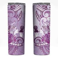 Aotearoa Maori Wahine Skinny Tumbler Fantail Bird Purple Gold Marble LT05 Purple - Polynesian Pride