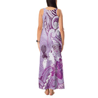 Aotearoa Maori Wahine Tank Maxi Dress Fantail Bird Purple Gold Marble LT05 - Polynesian Pride
