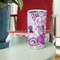 Aotearoa Maori Wahine Tumbler Cup Fantail Bird Purple Gold Marble LT05 - Polynesian Pride