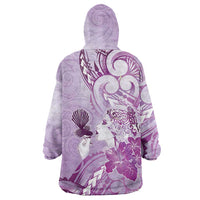 Aotearoa Maori Wahine Wearable Blanket Hoodie Fantail Bird Purple Gold Marble LT05 - Polynesian Pride