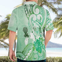 Aotearoa Maori Wahine Hawaiian Shirt Fantail Bird Green Gold Marble LT05 - Polynesian Pride