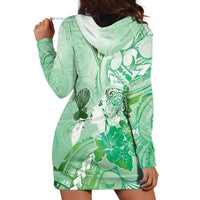 Aotearoa Maori Wahine Hoodie Dress Fantail Bird Green Gold Marble LT05 - Polynesian Pride