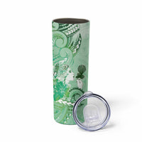 Aotearoa Maori Wahine Skinny Tumbler Fantail Bird Green Gold Marble LT05 - Polynesian Pride
