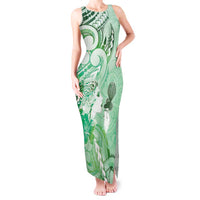 Aotearoa Maori Wahine Tank Maxi Dress Fantail Bird Green Gold Marble LT05 Women Green - Polynesian Pride